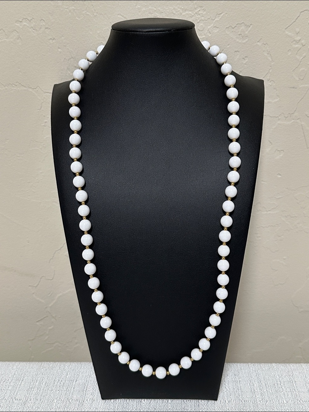 Monet 30” White & Gold Tone Beaded Necklace